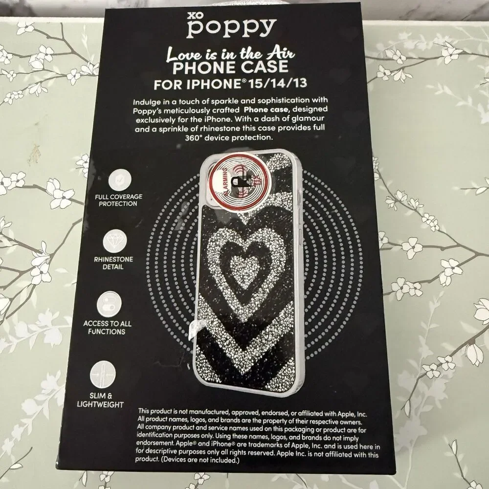 xo poppy iPhone 15 14 13 Case MAGSAFE Rhinestone Heart Glitter Sparkle New